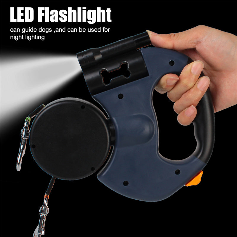 Reflective Dual Dog Leash with LED Lights