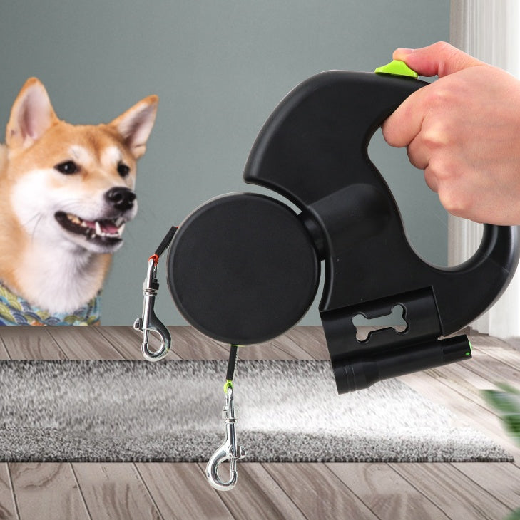 Reflective Dual Dog Leash with LED Lights