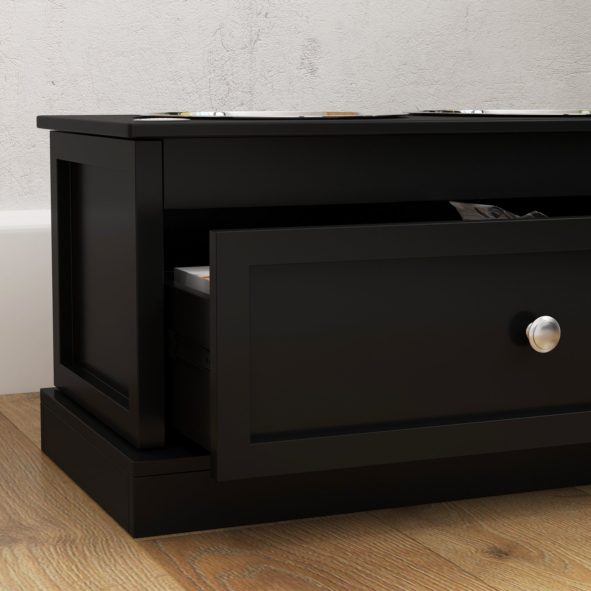 Elevated Dog Feeding Station with Storage Drawer