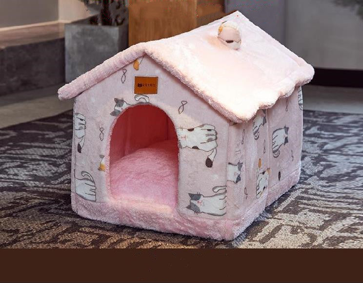 Foldable Pet Cave House Bed