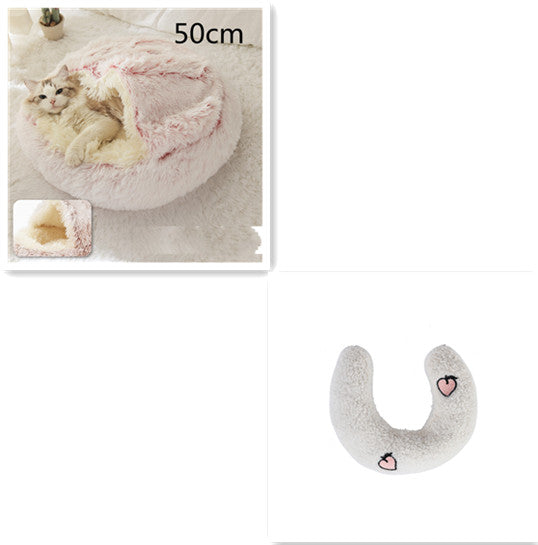 2-in-1 Round Plush Pet Bed