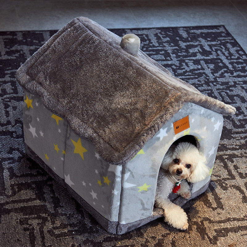 Foldable Pet Cave House Bed