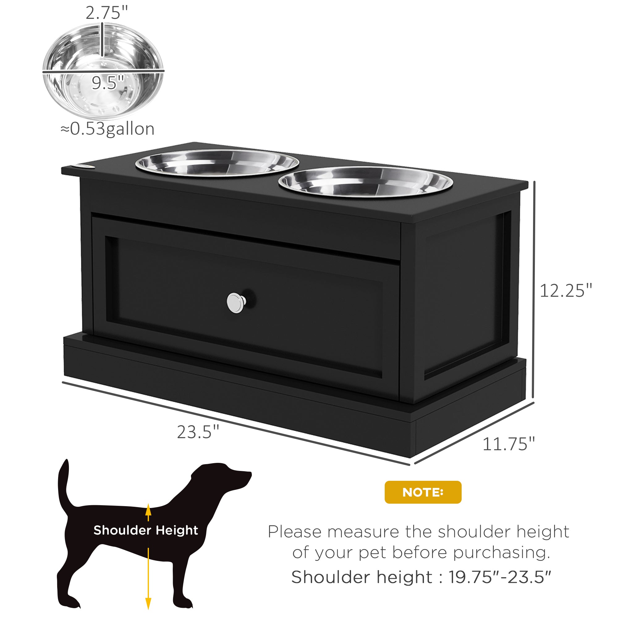 Elevated Dog Feeding Station with Storage Drawer