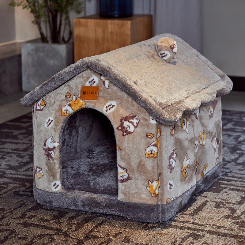 Foldable Pet Cave House Bed