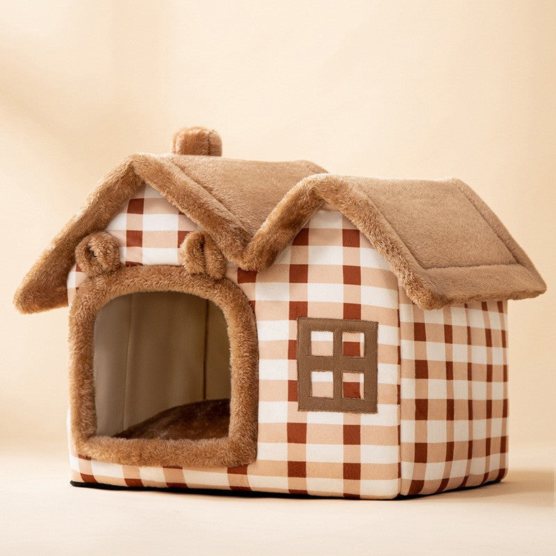 Foldable Pet Cave House Bed