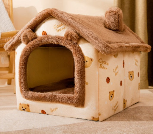 Foldable Pet Cave House Bed