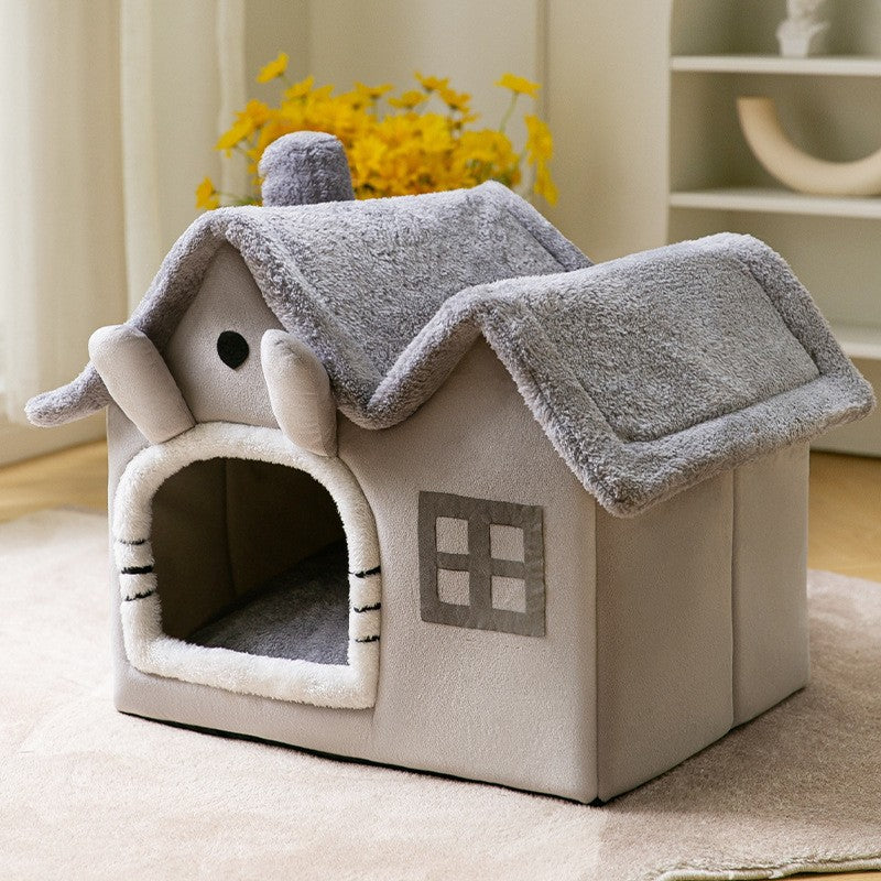 Foldable Pet Cave House Bed