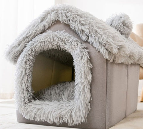 Foldable Pet Cave House Bed