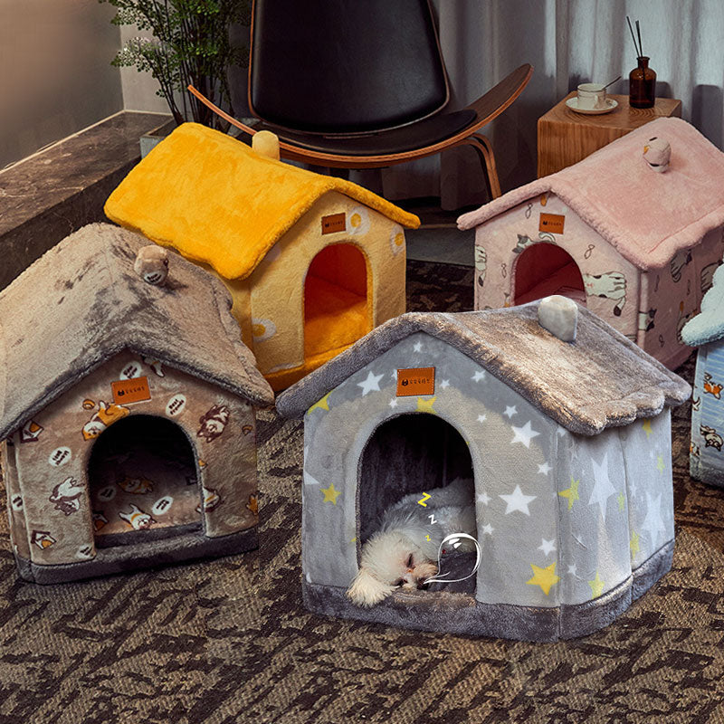 Foldable Pet Cave House Bed
