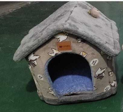 Foldable Pet Cave House Bed