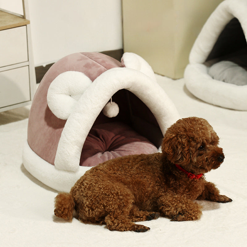Self-Warming Pet Tent Cave Bed