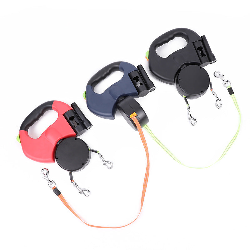 Reflective Dual Dog Leash with LED Lights