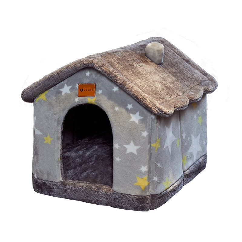 Foldable Pet Cave House Bed