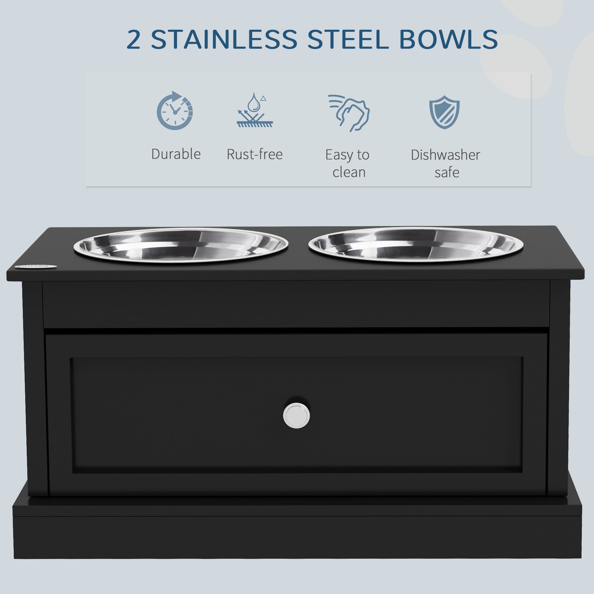 Elevated Dog Feeding Station with Storage Drawer