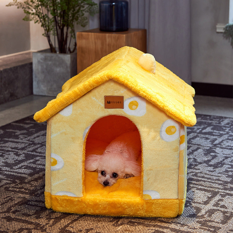 Foldable Pet Cave House Bed