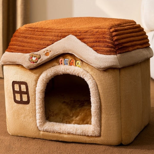 Foldable Pet Cave House Bed